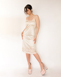 Vintage Silk Slip Dress Nightgown Cream