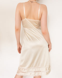 Vintage Silk Slip Dress Nightgown Cream
