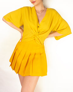Crepe Butterfly Sleeve Blouse Yellow